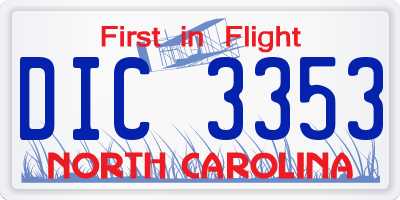 NC license plate DIC3353