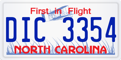 NC license plate DIC3354