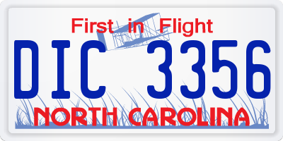 NC license plate DIC3356