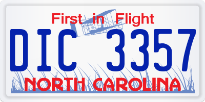 NC license plate DIC3357