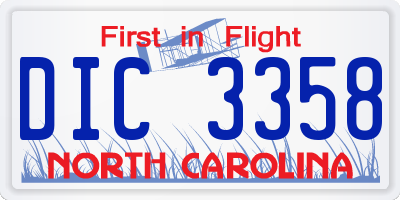 NC license plate DIC3358