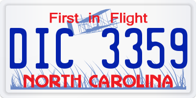 NC license plate DIC3359