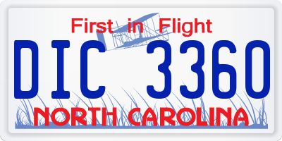 NC license plate DIC3360