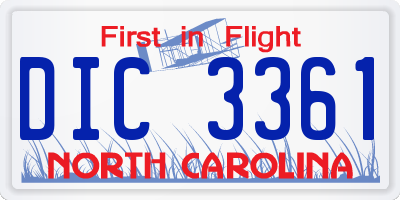 NC license plate DIC3361