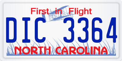 NC license plate DIC3364