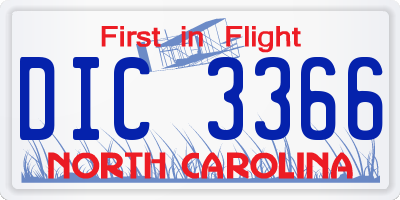 NC license plate DIC3366