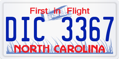 NC license plate DIC3367