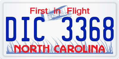 NC license plate DIC3368