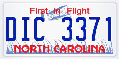 NC license plate DIC3371