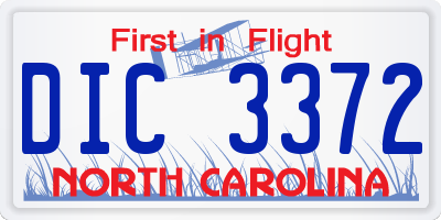 NC license plate DIC3372
