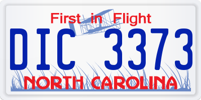 NC license plate DIC3373