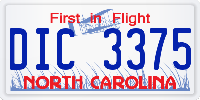 NC license plate DIC3375
