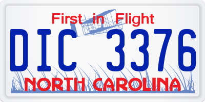 NC license plate DIC3376