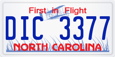 NC license plate DIC3377