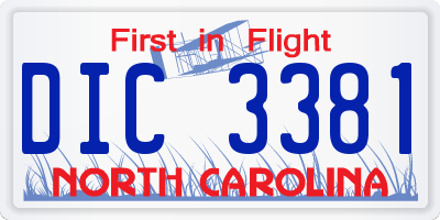 NC license plate DIC3381