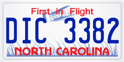 NC license plate DIC3382