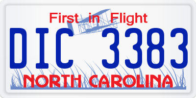 NC license plate DIC3383