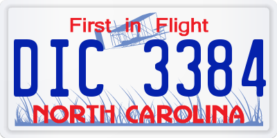 NC license plate DIC3384