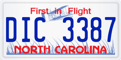 NC license plate DIC3387