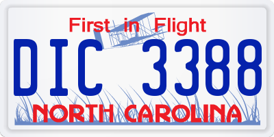 NC license plate DIC3388