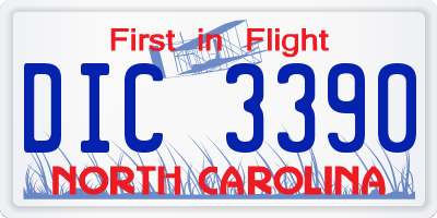 NC license plate DIC3390