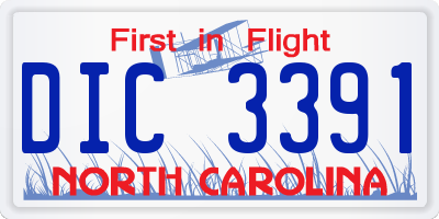 NC license plate DIC3391