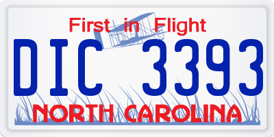 NC license plate DIC3393