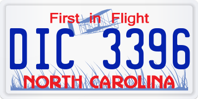 NC license plate DIC3396