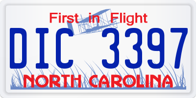 NC license plate DIC3397