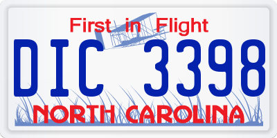 NC license plate DIC3398