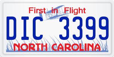 NC license plate DIC3399