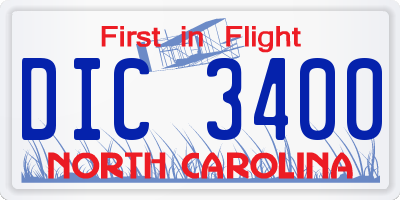 NC license plate DIC3400