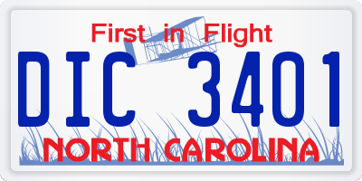 NC license plate DIC3401