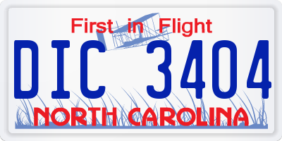 NC license plate DIC3404
