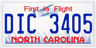 NC license plate DIC3405