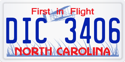NC license plate DIC3406