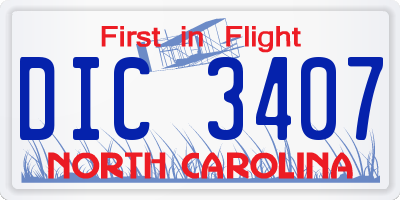 NC license plate DIC3407