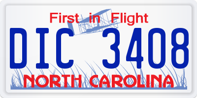 NC license plate DIC3408