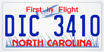 NC license plate DIC3410