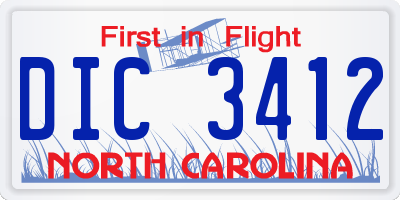 NC license plate DIC3412