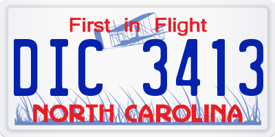 NC license plate DIC3413