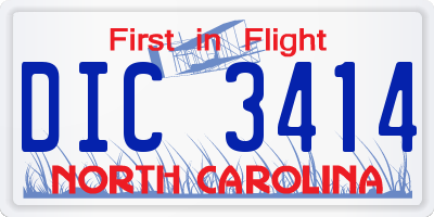 NC license plate DIC3414