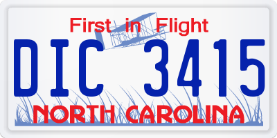 NC license plate DIC3415