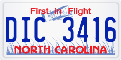 NC license plate DIC3416