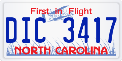 NC license plate DIC3417