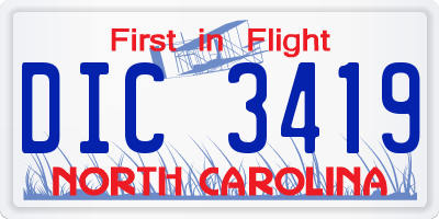 NC license plate DIC3419