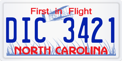 NC license plate DIC3421
