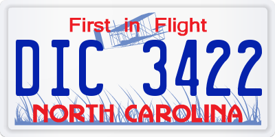 NC license plate DIC3422