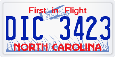 NC license plate DIC3423