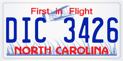 NC license plate DIC3426